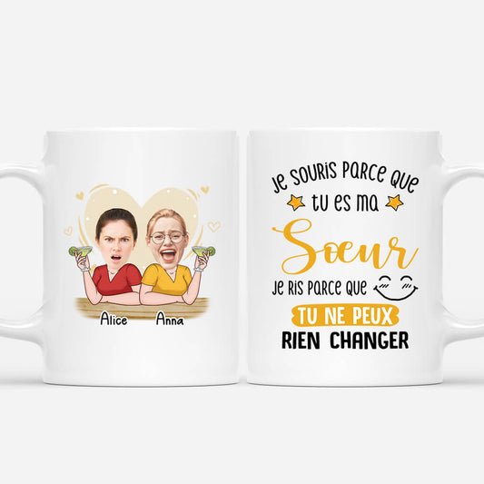 2507MFR1 mug je souris parce que tu es ma soeur personnalise