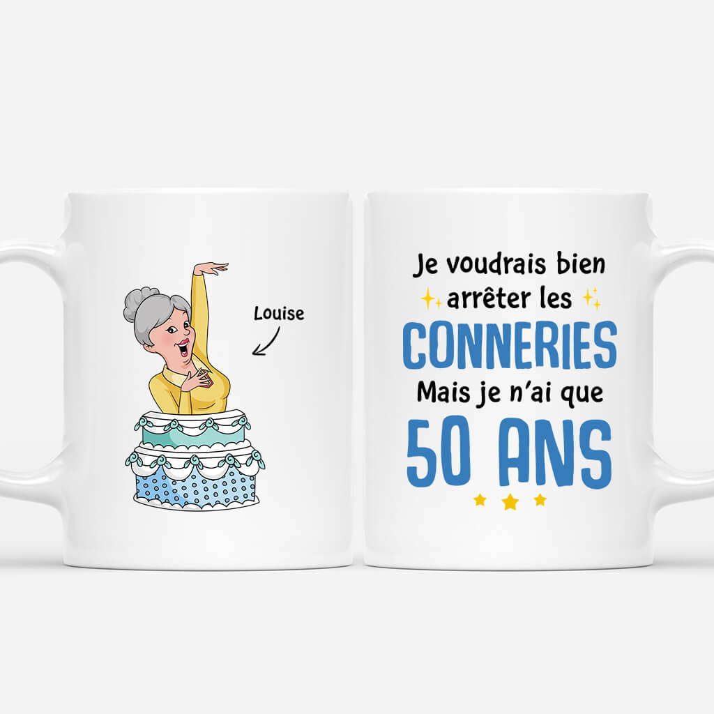 2519MFR1 mug je voudrais bien arreter les conneries version femme personnalise