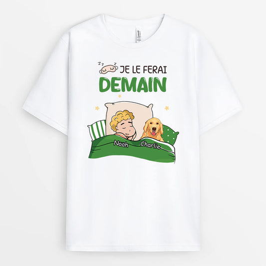 2520AFR1 t shirt je le ferai demain version chien personnalise