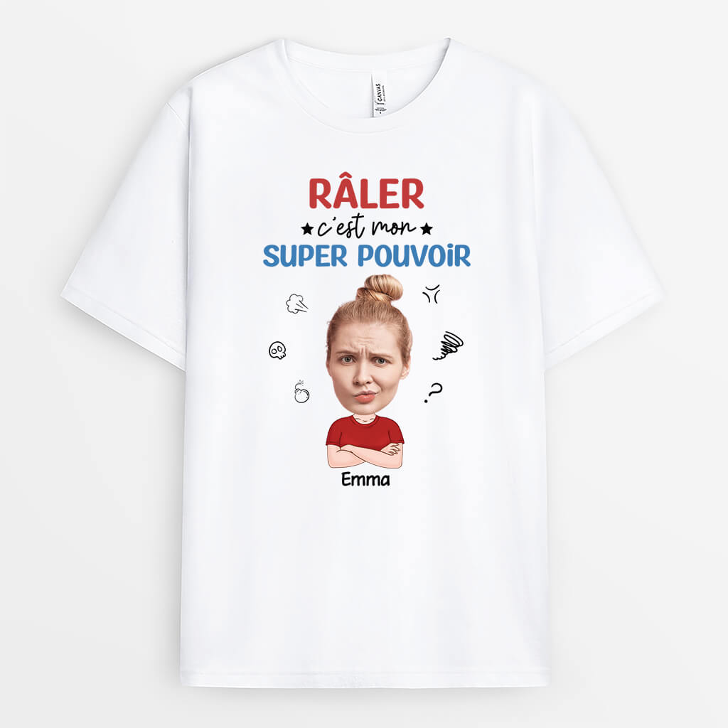 2556AFR1 t shirt raler cest mon super pouvoir version femme personnalise