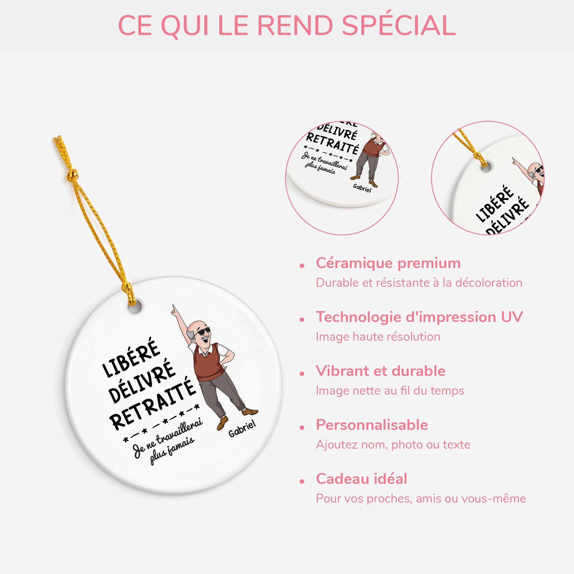2558OFR4 ornement noel ceramique personnalise pour femme et homme libere retraite 2558o6v5b