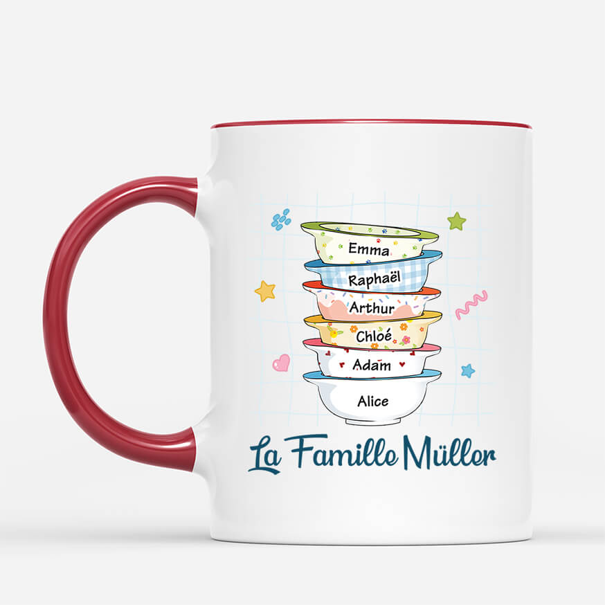 Mug Famille Avec Bols d'Amour Personnalisé - Cadeau Plus