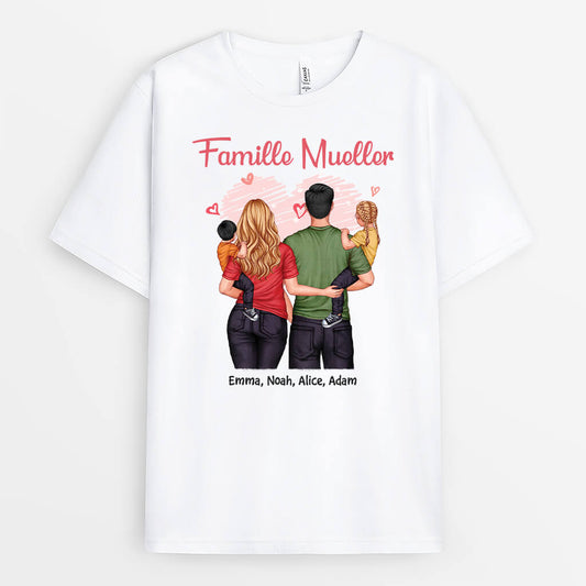 2565AFR1 t shirt famille avec coeurs personnalise