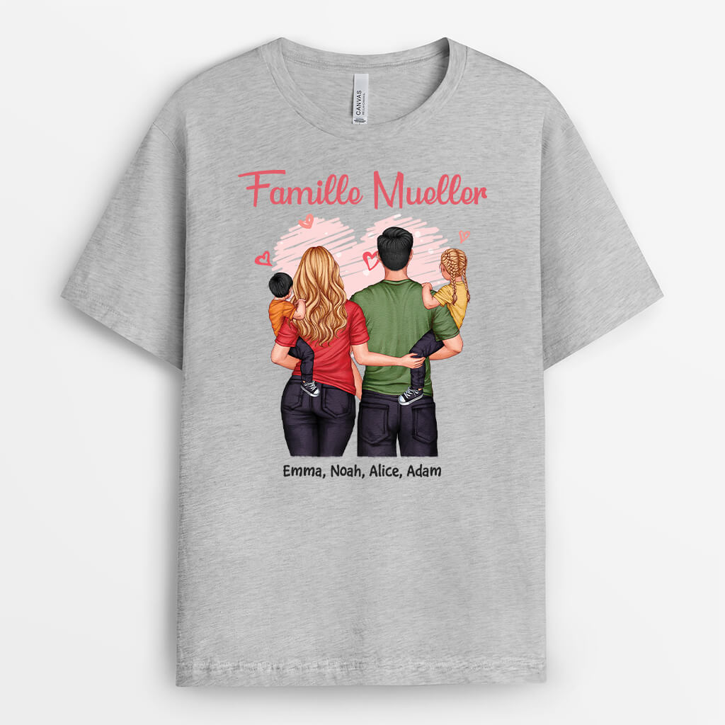 2565AFR2 t shirt famille avec coeurs personnalise