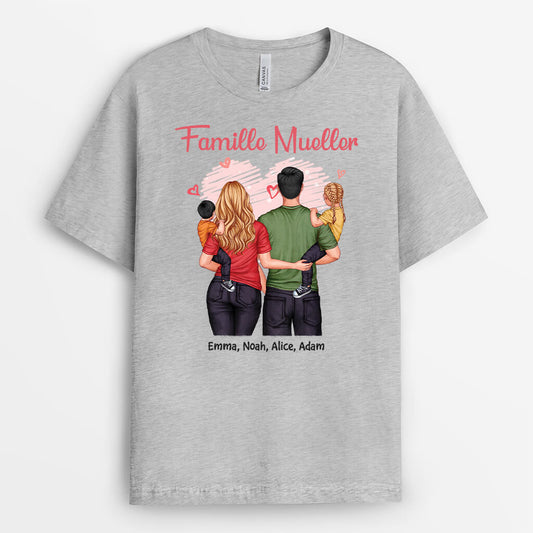 2565AFR2 t shirt famille avec coeurs personnalise