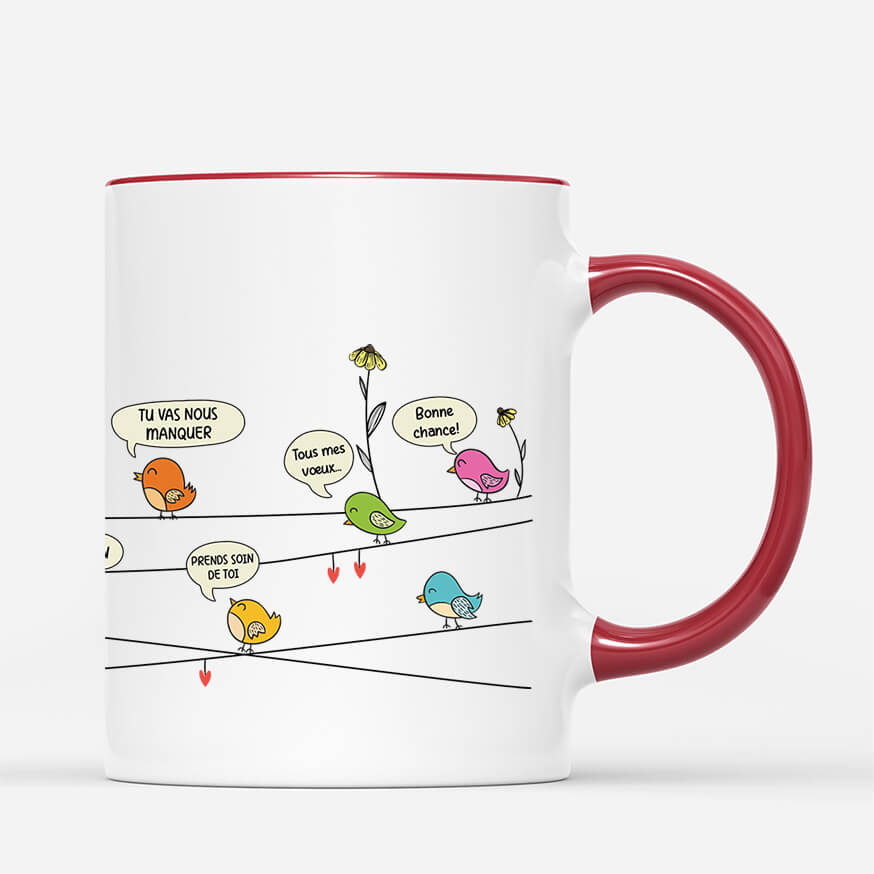 2580MFR3 mug au revoir aux oiseaux colores personnalise