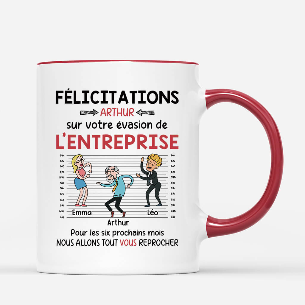 2582MFR1 mug felicitations sur votre evasion de lentreprise personnalise