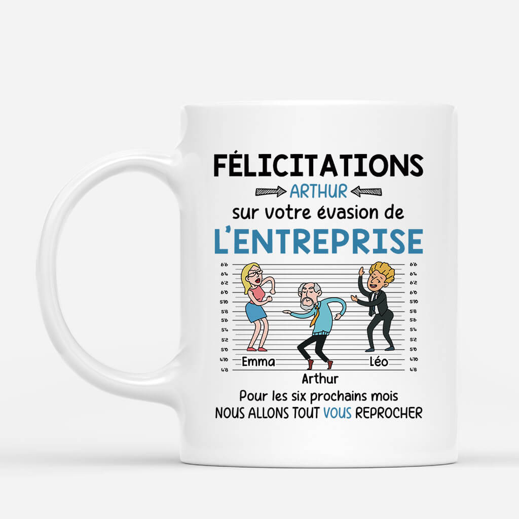 2582MFR2 mug felicitations sur votre evasion de lentreprise personnalise