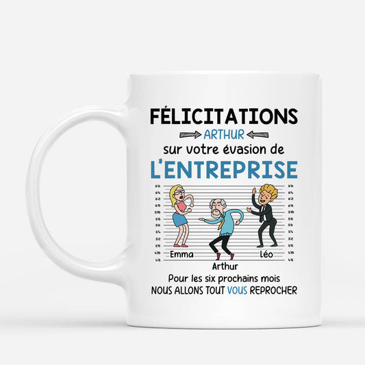 2582MFR2 mug felicitations sur votre evasion de lentreprise personnalise