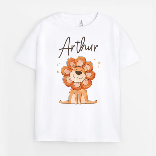 2587AFR1 t shirt lion avec criniere de fleur personnalise