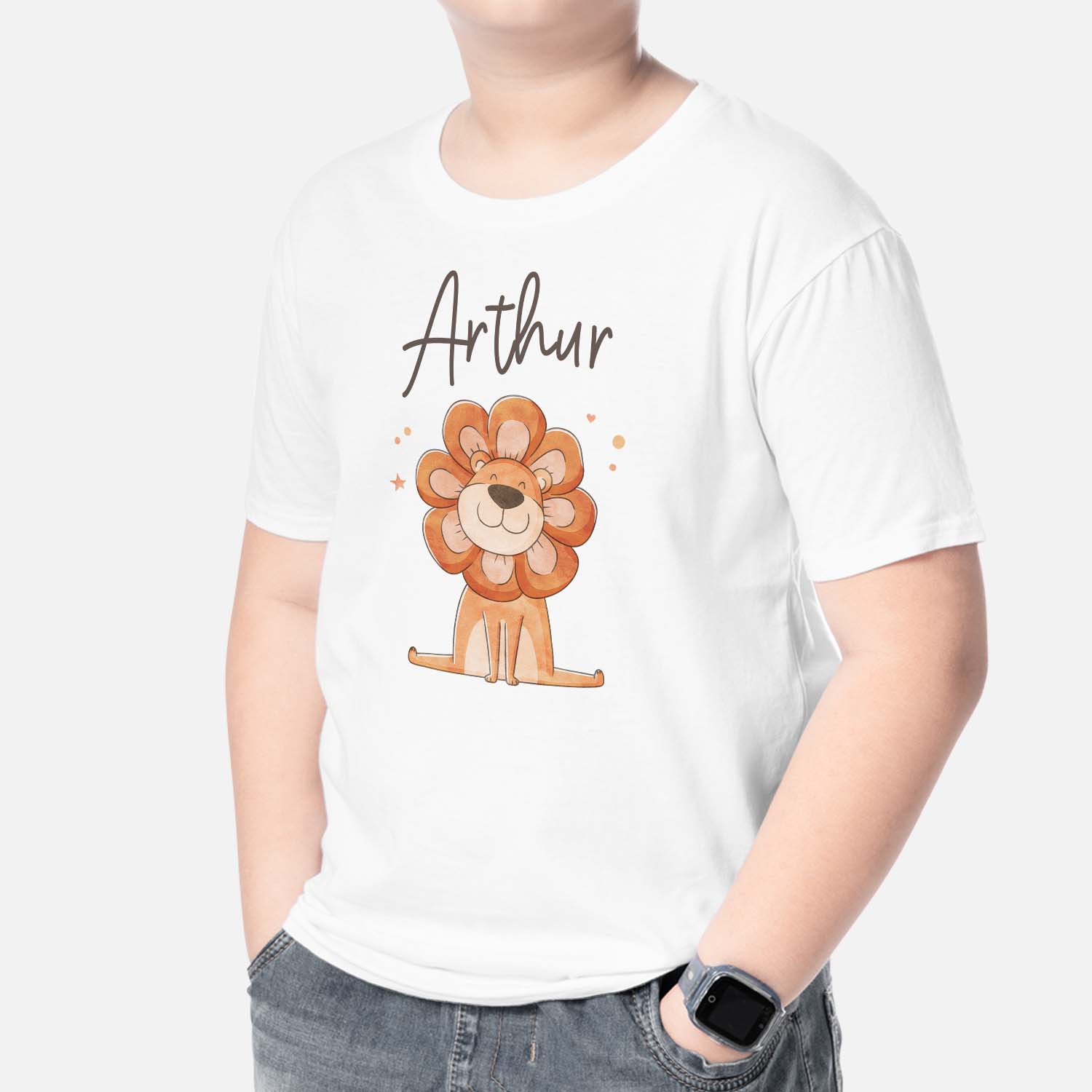 2587AFR2 t shirt lion avec criniere de fleur personnalise