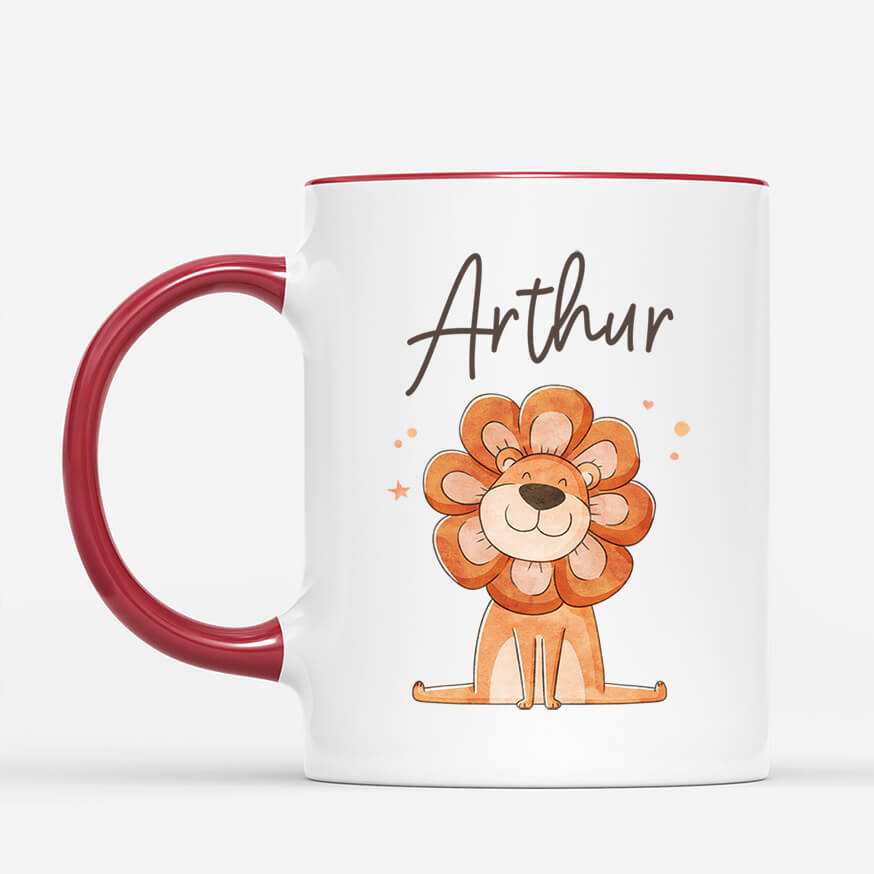 2587MFR2 mug lion avec criniere de fleur personnalise