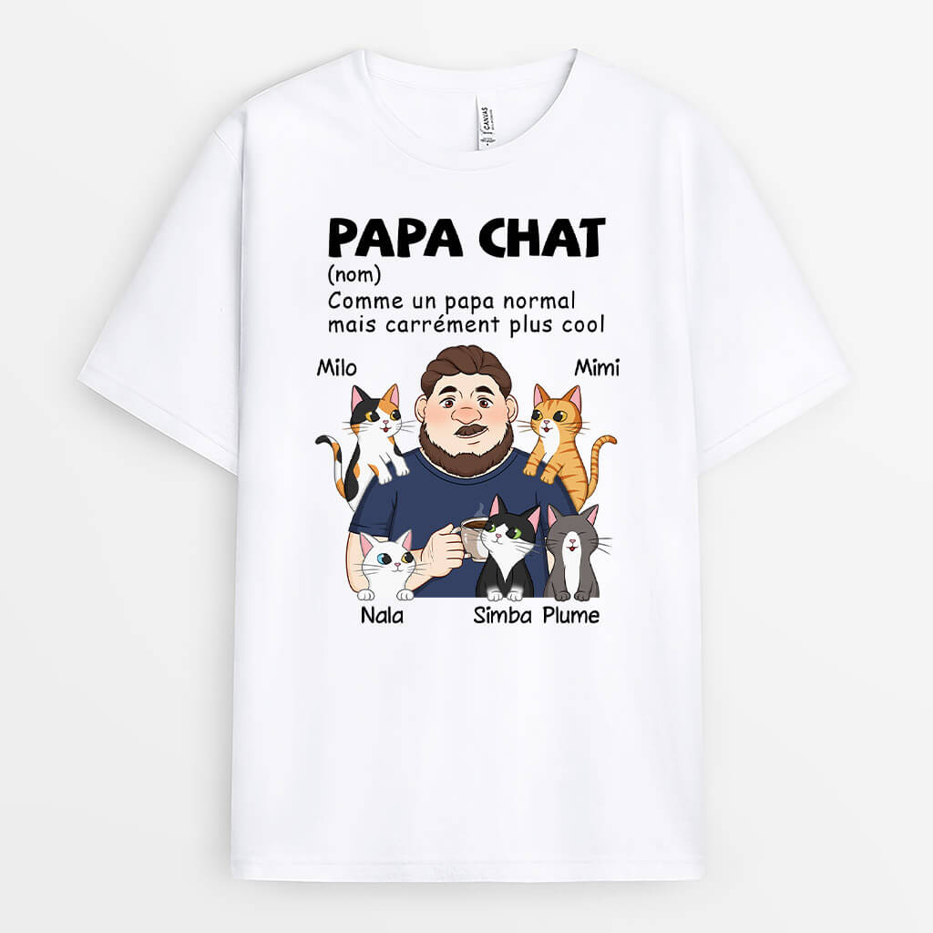 2591AFR2 t shirt papa chat comme un papa normal mais plus cool personnalise