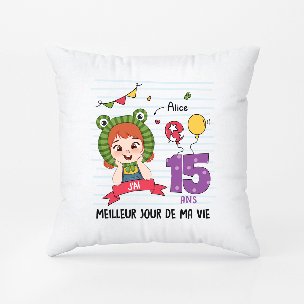 2597PFR1 coussin meilleur jour de ma vie personnalise