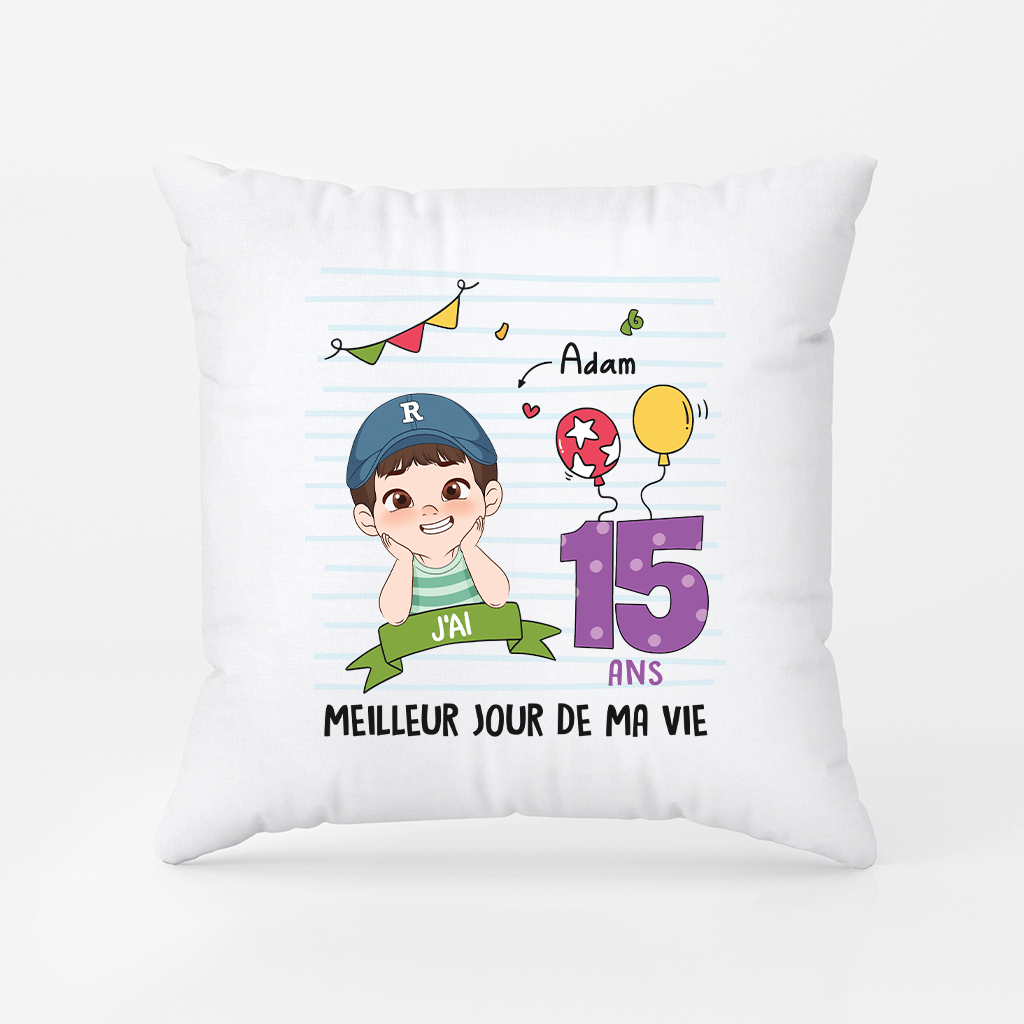 2597PFR2 coussin meilleur jour de ma vie personnalise