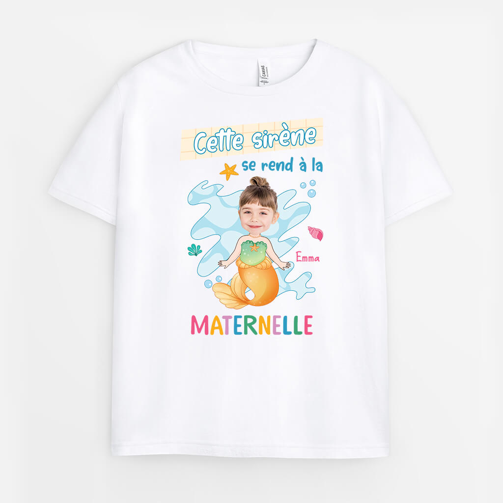 2599AFR2 t shirt cette sirene  ce triton se rend a la maternelle personnalise