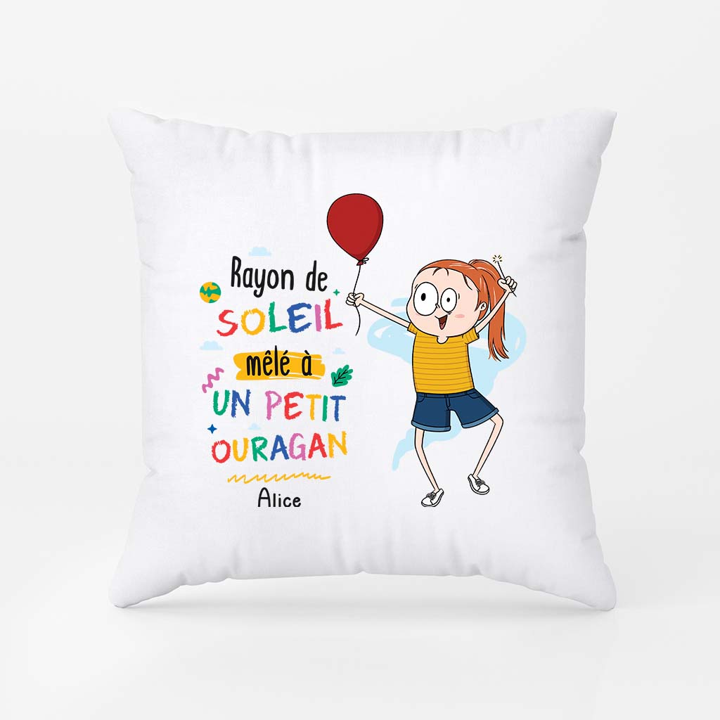 2600PFR1 coussin rayon de soleil mele a un petit ouragan personnalise