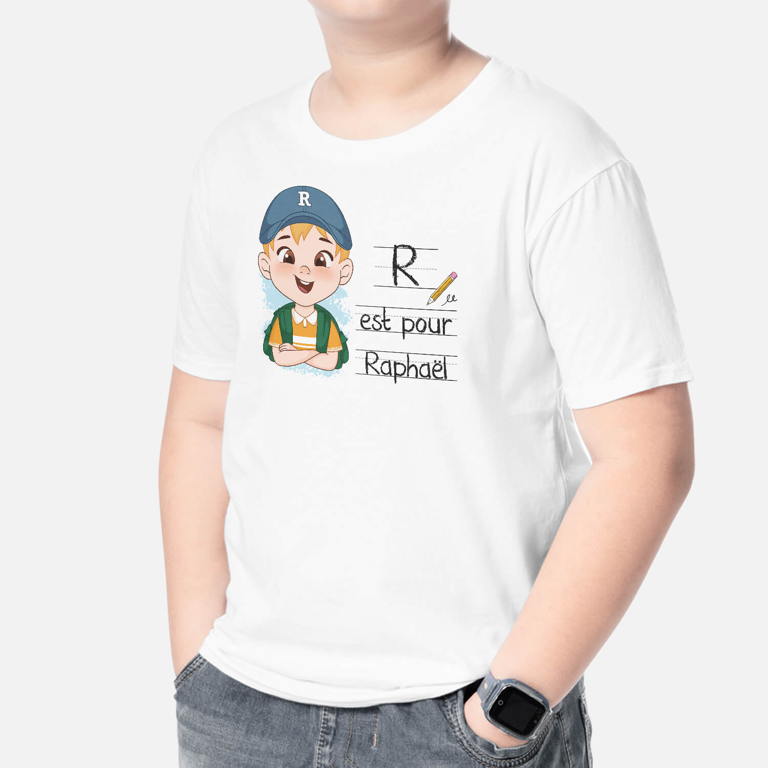 2603FR2 t shirt la maternelle avec alphabet personnalise