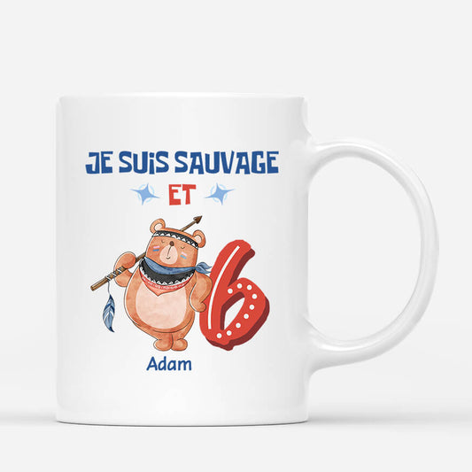 2614MFR1 mug je suis sauvage et 6 ans personnalise