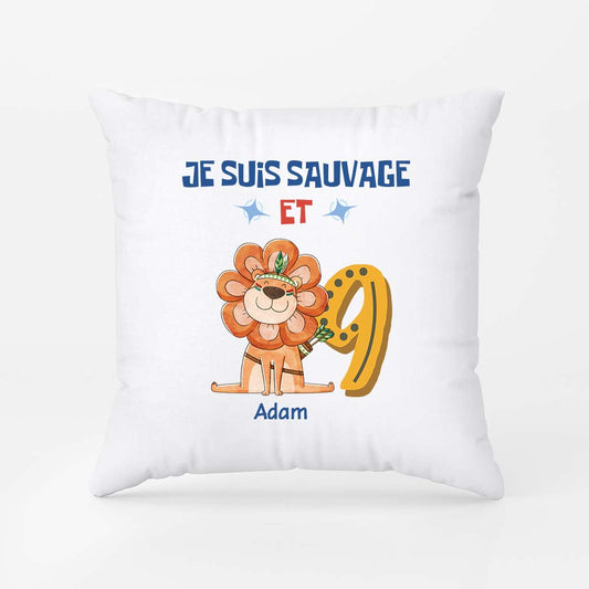 2614PFR2 coussin je suis sauvage et 6 ans personnalise