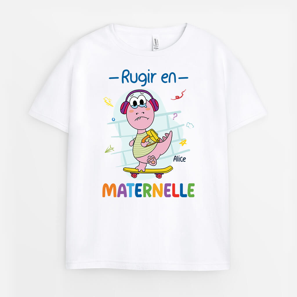 2615AFR1 t shirt rugir en maternelle personnalise