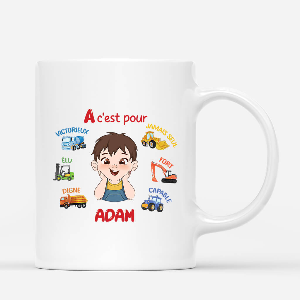 2620MFR1 mug enfant alphabet avec vehicules personnalise