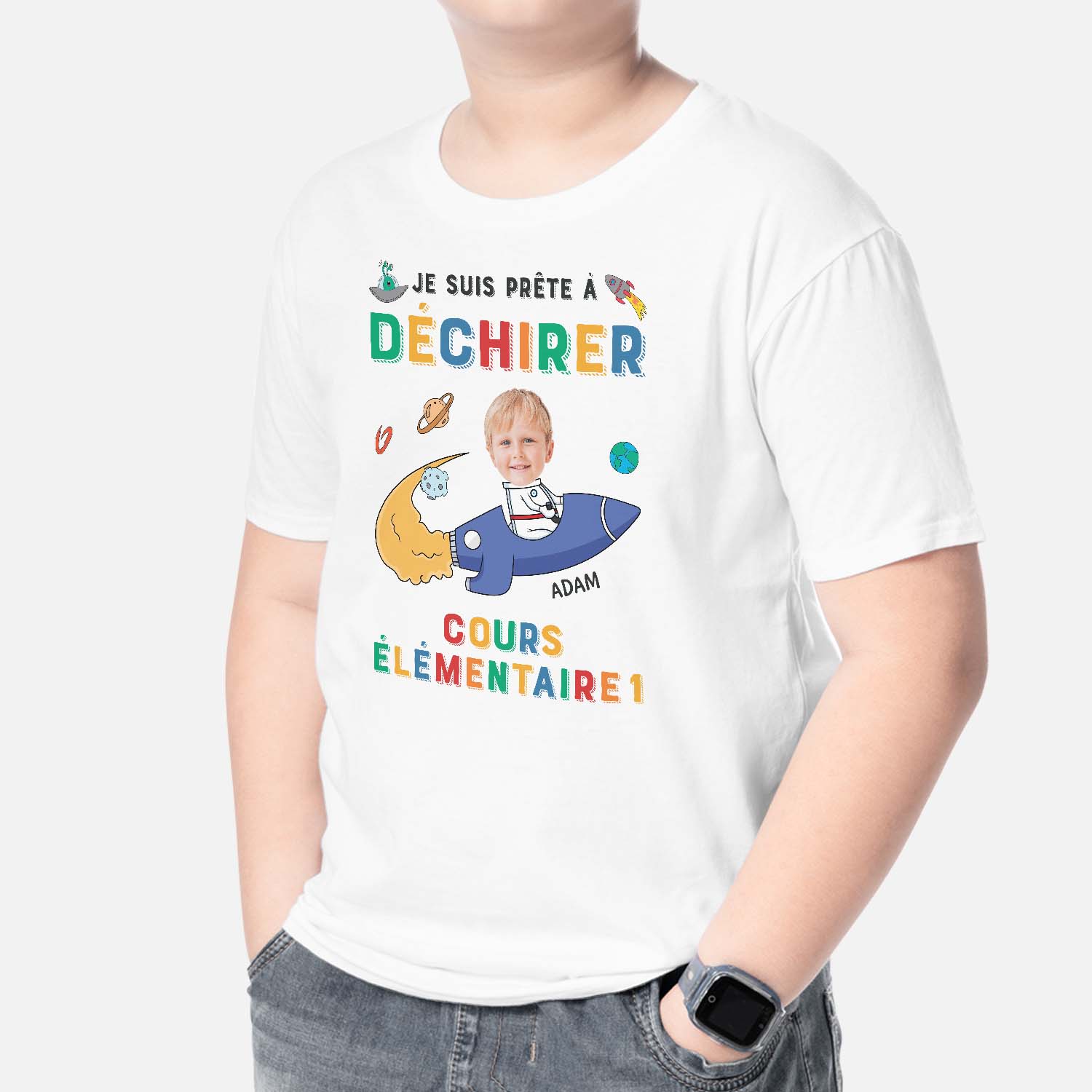 2622AFR2 t shirt je suis pret_e_ a dechirer en maternelle dans lunivers version dinosaure personnalise