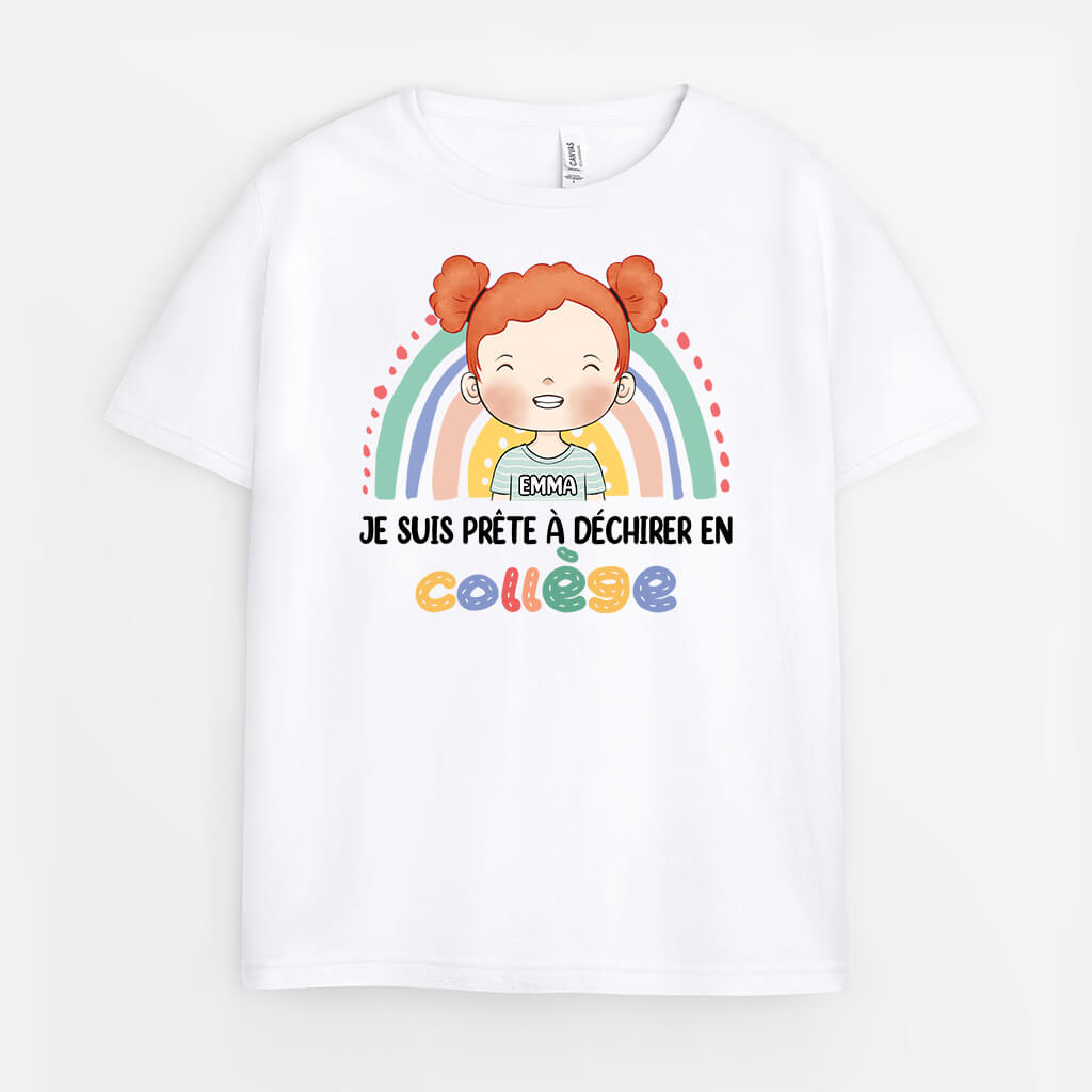 2623AFR1 t shirt je suis pret_e_ a dechirer en maternelle avec arc en ciel personnalise