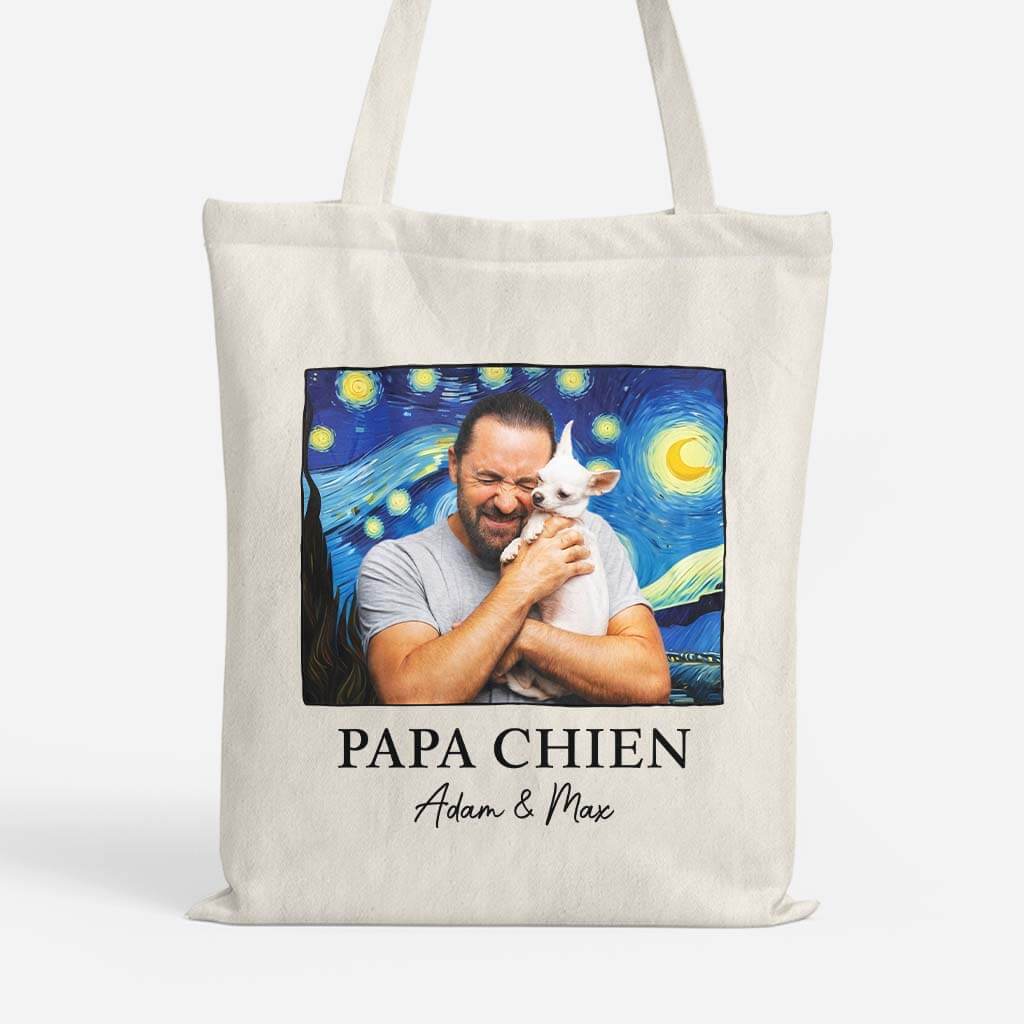 2628BFR1 tote bag maman  papa chien version van gogh personnalise