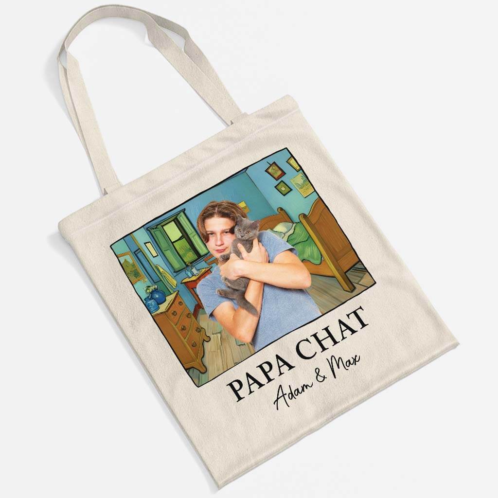 2628BFR2 tote bag maman  papa chat version van gogh personnalise