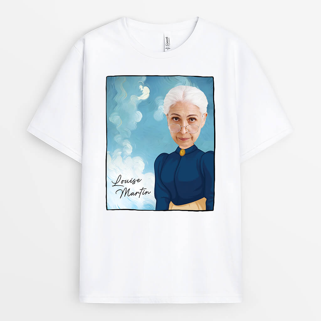 2629AFR1 t shirt dessin de van gogh version femme personnalise