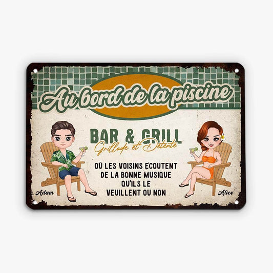 2632EFR1 plaque en metal bar et grill grillade et detente vintage personnalise