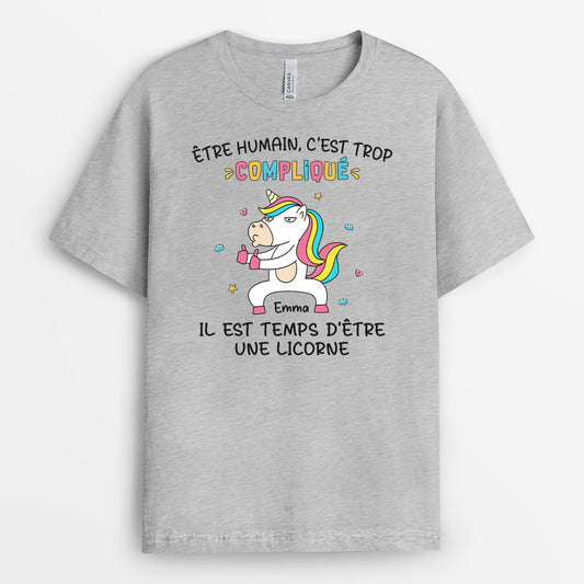 2637AFR1 t shirt il est temps detre une licorne personnalise