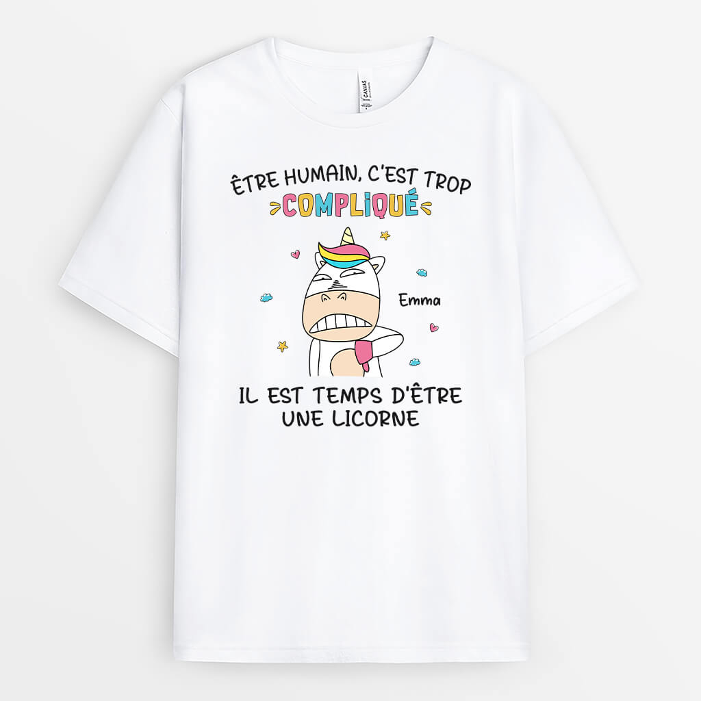 2637AFR2 t shirt il est temps detre une licorne personnalise