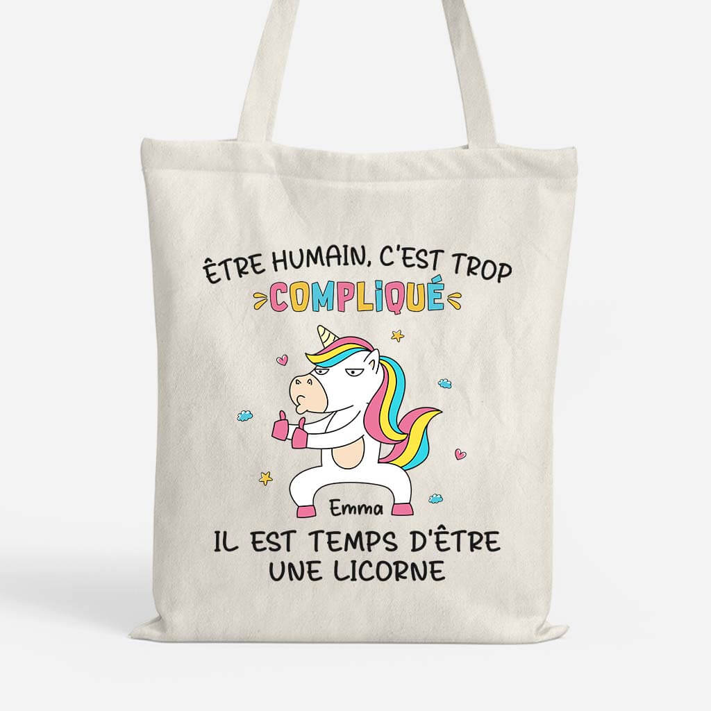 2637BFR1 tote bag il est temps detre une licorne personnalise