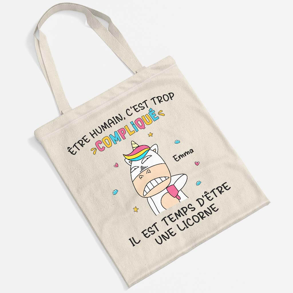 2637BFR2 tote bag il est temps detre une licorne personnalise