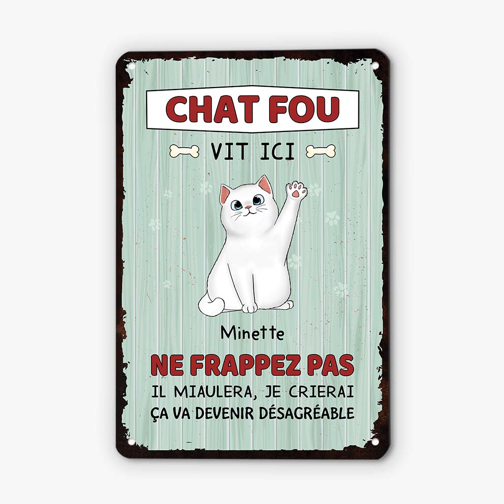 2642EFR2 des chats fous vivent ici  plaque personnalisee pour amoureux des chats_1dca5922 17e9 4dee 852c c957f82c3899