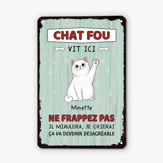 2642EFR2 des chats fous vivent ici  plaque personnalisee pour amoureux des chats_1dca5922 17e9 4dee 852c c957f82c3899