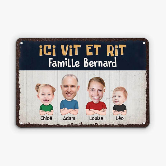 2647EFR1 ici vit et rit famille bernard  plaque personnalisee pour maison et parents