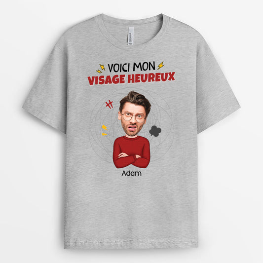 2661AFR2 voici mon visage heureux  t shirt femme humour personnalise