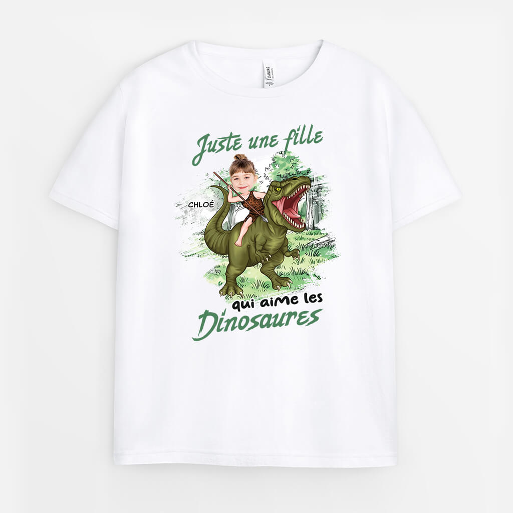 2663AFR1 juste un garcon une fille qui aime les dinosaures  t shirt original pour enfant