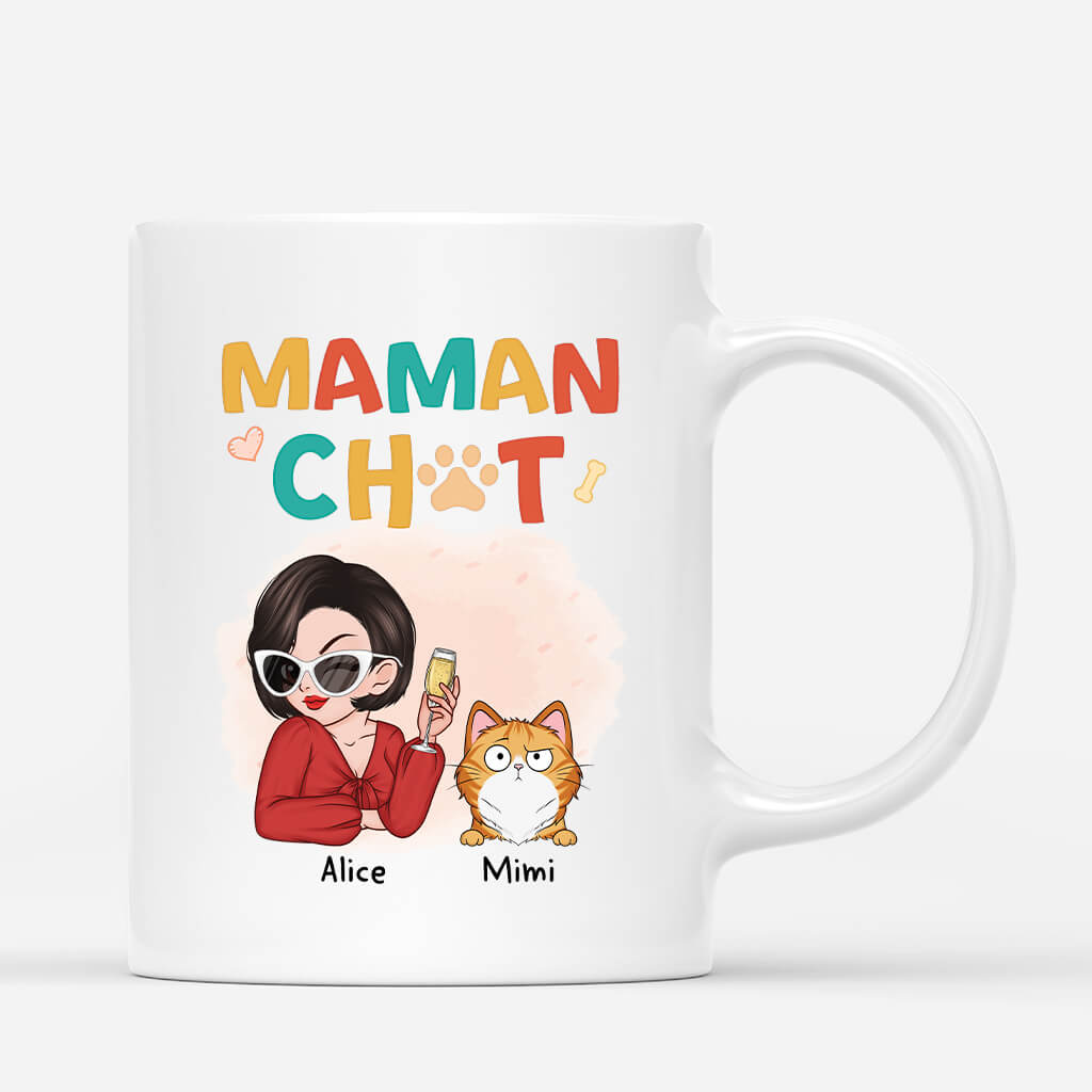 2696MFR1 maman chat stylee mug personnalise pour femme avec chat