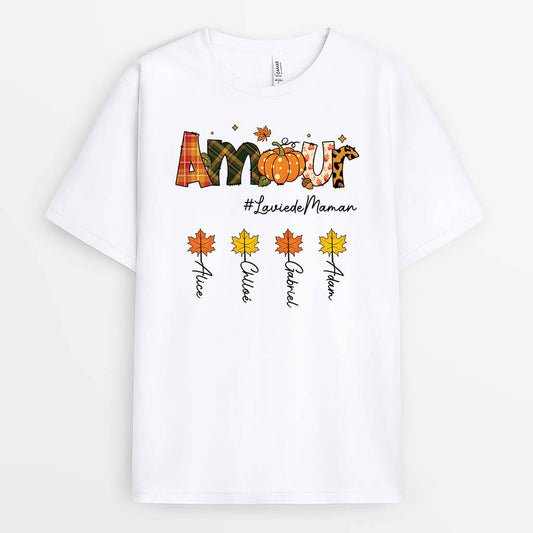 2707AFR2 amour _laviedemamie version citrouilles  t shirt personnalise mamie