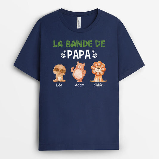 2716AFR2 la bande de papa avec petits animaux  t shirt personnalise pour papa