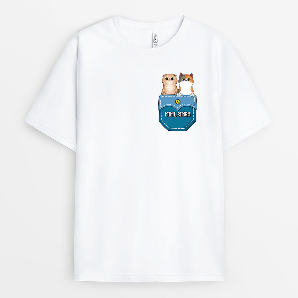 2723AFR1 chats dans la poche t shirt pour amoureux des chats