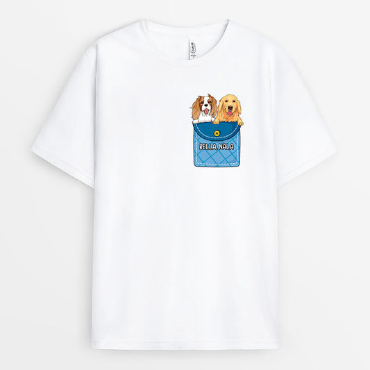 2723AFR2 chiens dans la poche t shirt pour amoureux des chiens