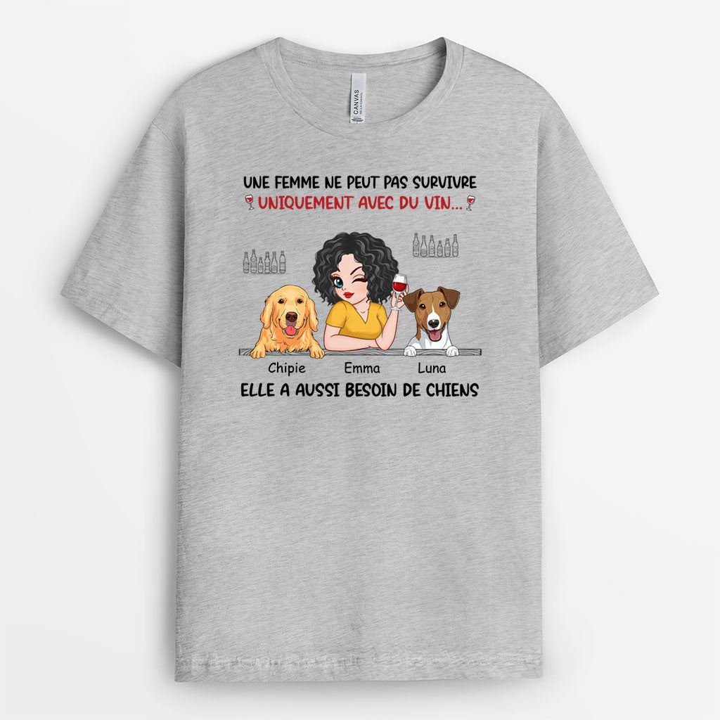 2726AFR1 une femme a aussi besoin de chiens t shirt personnalise chien_1