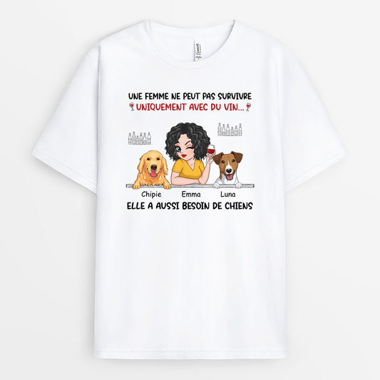 2726AFR1 une femme a aussi besoin de chiens t shirt personnalise chien_2