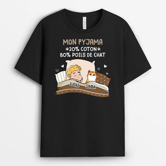 2729AFR1 mon pyjama 20_ coton 80_ chat  t shirt chat original