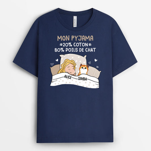 2729AFR2 mon pyjama 20_ coton 80_ chat  t shirt chat original